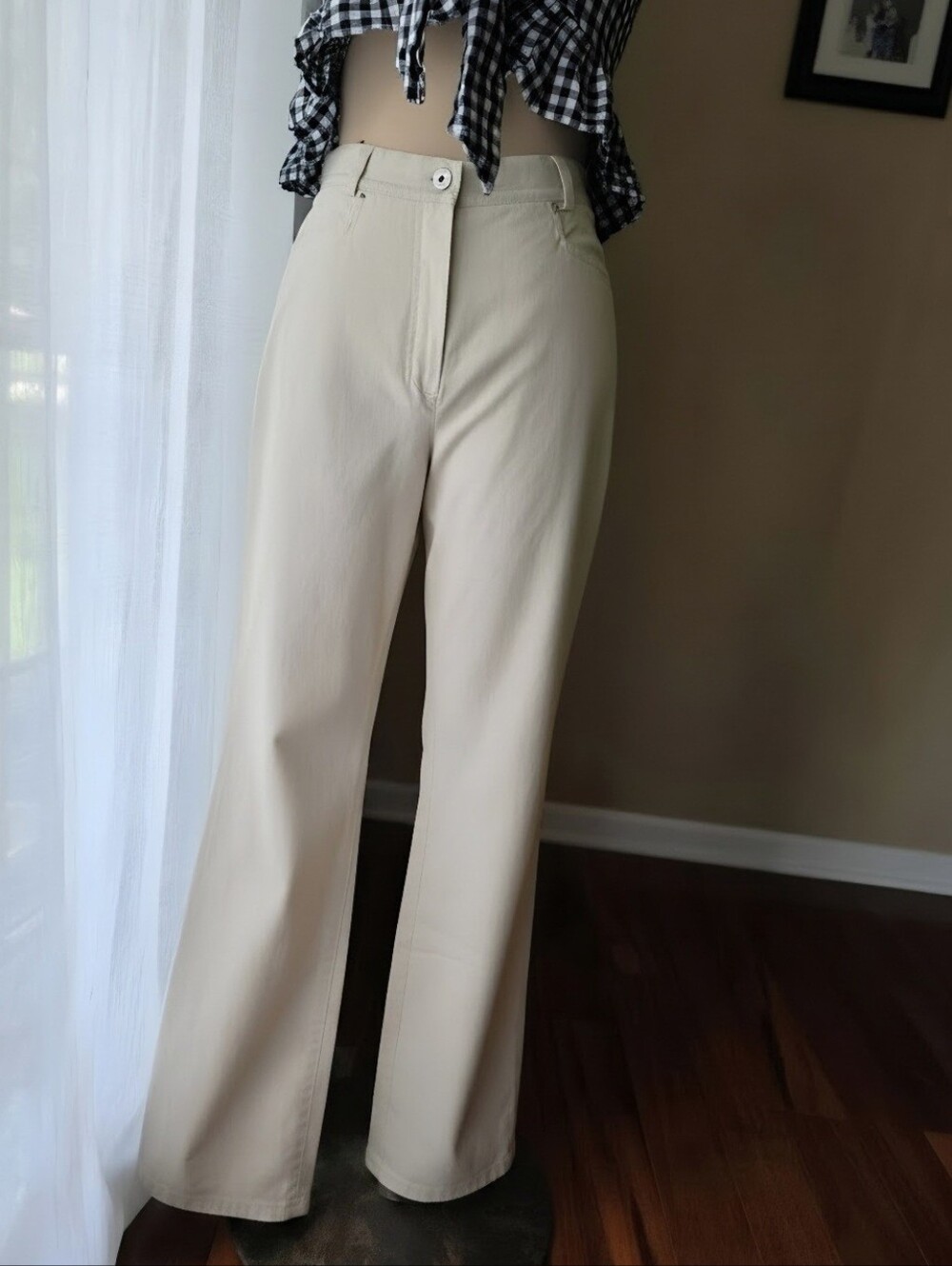 Olsen Europe Wide Leg Taupe Pants Size 4/6 EU36 High Rise Stretch 33" Inseam NWT